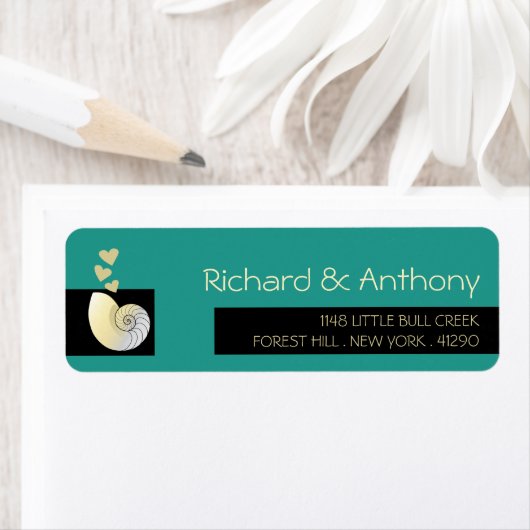 シーセルとハート、ビーチ結婚式 ラベル (インサイチュ)