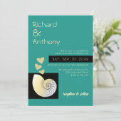 シーセルとハート、ビーチ結婚式 招待状 (スタンド正面)