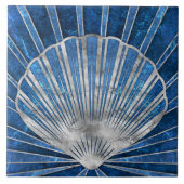 シーセルアールデコ – 青い大理石と銀 タイル (正面)