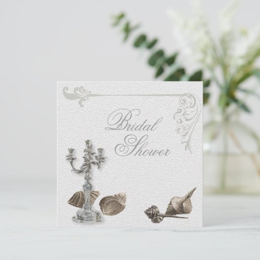 シーセルエレガントヴィンテージブライダルシャワー招待 招待状 (スタンド正面)