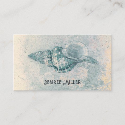 シーセルティール(緑がかった色)ベージュヴィンテージ海ビーチテーマ 名刺 (正面)