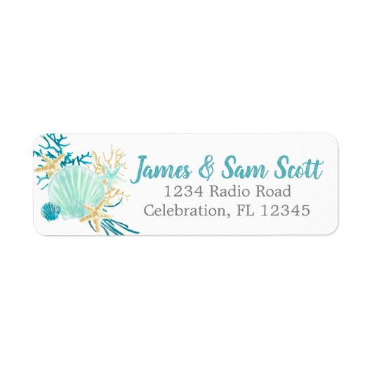 シーセルビーチをテーマにした差出人住所 ラベル (正面)