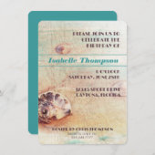 シーセルビーチコラージュ誕生日パーティーの招待 招待状 (正面/裏面)