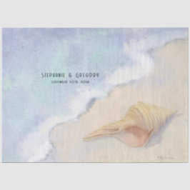 シーセルビーチサンドブルーホワイトウェーブデクページ 薄葉紙