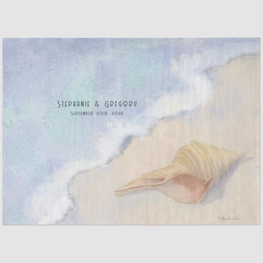 シーセルビーチサンドブルーホワイトウェーブデクページ 薄葉紙 (正面)