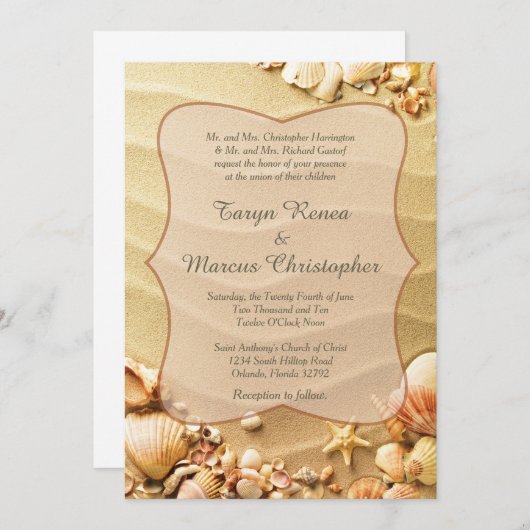 シーセルビーチサンド5x7結婚式招待状 招待状 (正面/裏面)