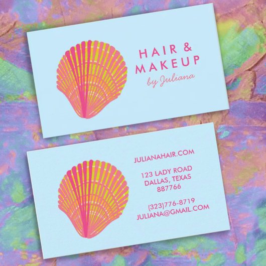 シーセルビーチシックエレガントピンクブルー 名刺