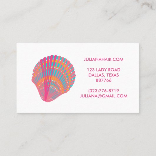 シーセルビーチシックエレガントピンク&ブルーエ 名刺 (裏面)