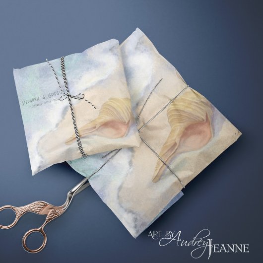 シーセルビーチシーウェーブサンドブルーホワイトデコップページ 薄葉紙