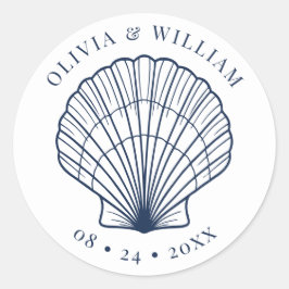 シーセルビーチ結婚式コースタルネイビーブルー ラウンドシール