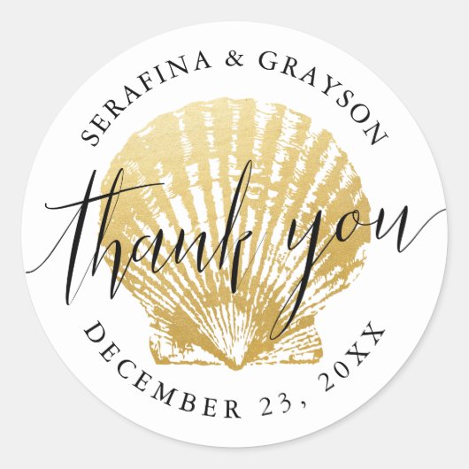 シーセルビーチ結婚式好意招待状シール ラウンドシール (正面)