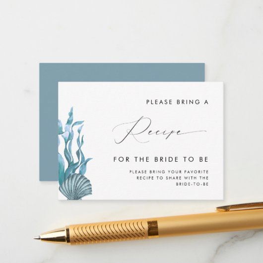 シーセル航海のブライダルシャワーレシピ要求 エンクロージャーカード (正面/裏面インサイチュ)