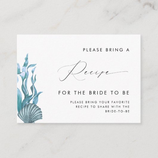 シーセル航海のブライダルシャワーレシピ要求 エンクロージャーカード (正面)