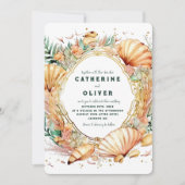 シーセル金ゴールドフレーム海夏ビーチ結婚式 招待状 (正面)