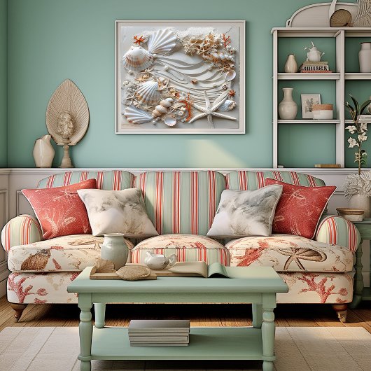 シーセル・スターフィッシュ・パール・サンド・ビーチ・サマー ポスター