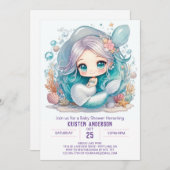 シーセレニティベイビーシャワーの下 招待状 (正面/裏面)