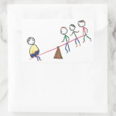 シーソーの太った男 長方形シール (バッグ)