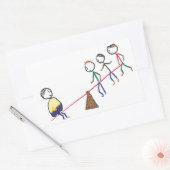 シーソーの太った男 長方形シール (封筒)