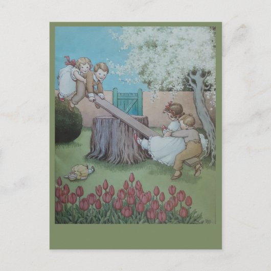 シーソー・マージェリー・ドー 童謡 ポストカード (正面)