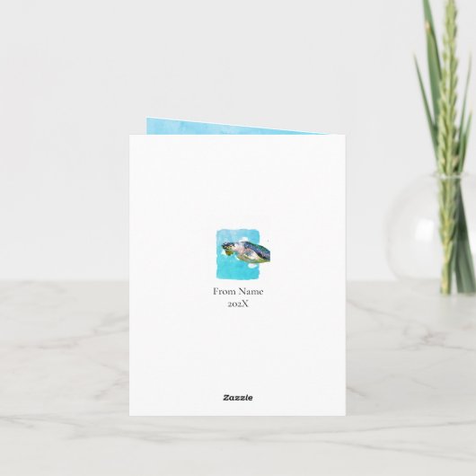 シータートルアクアブルーウォーターの色すべて大事な行事 空白の ノートカード (裏面)