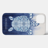 シータートルアートビーチ航海のしぼりパターンブルー Case-Mate iPhoneケース (裏面 (横))