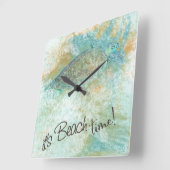 シータートルイットビーチタイム引用文 スクエア壁時計 (傾斜)