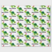 シータートルインザサンタハットハッピーホリデーズTシャツ ラッピングペーパー (フラット)