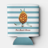 シータートルウアビーチハウスオンダークアクアストライプズ 缶クーラー (裏面)