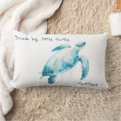 シータートルウォーターカラーブルーミニマル子供部屋 ランバークッション (ブランケット)