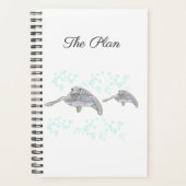 シータートルカラフルオリジナルスケッチパーソナライズされた プランナー手帳 (正面)