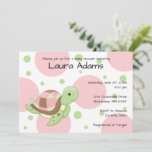 シータートルガールベビーシャワー招待状 招待状 (スタンド正面)