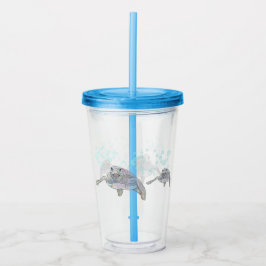 シータートルキュート&カラフルオリジナルスケッチ アクリルタンブラー