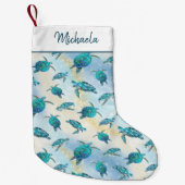 シータートルクリスマストロピカルビーチスパークル スモールクリスマスストッキング (正面)