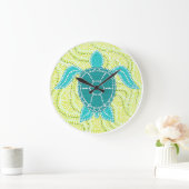 シータートルグリーンアンドブルードットデザイン ラージ壁時計 (ホーム)