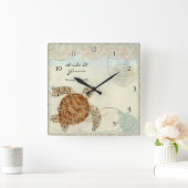 シータートルコースタル海モダンビーチスワールズスタイル スクエア壁時計 (ホーム)