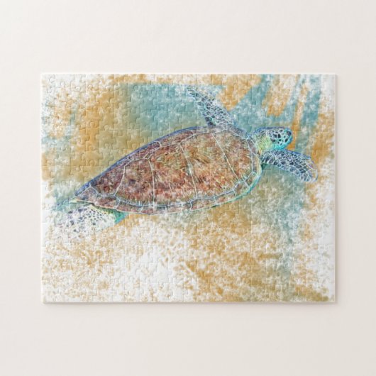 シータートルコーストアートワーク色彩の鮮やかビーチテーマ ジグソーパズル (横)