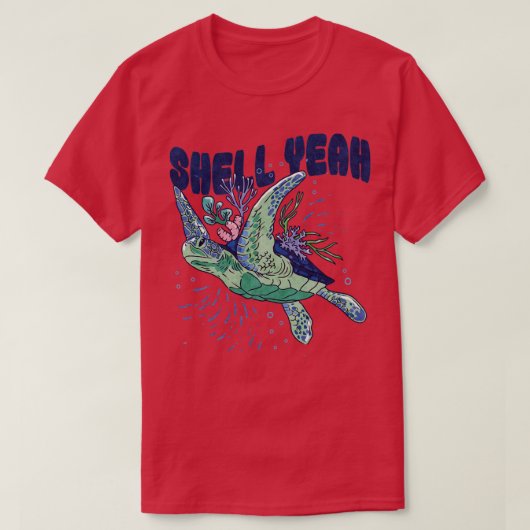 シータートルシェルイー海マリンライフ Tシャツ (デザイン正面)