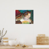 シータートルステンドグラススタイルファインアートプリント ポスター (キッチン)