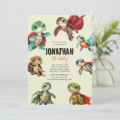 シータートルスーパーヒーロー子供の誕生日 招待状 (スタンド正面)