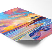 シータートルズアットポイプビーチカウアイアットサンセット ポスター (角)