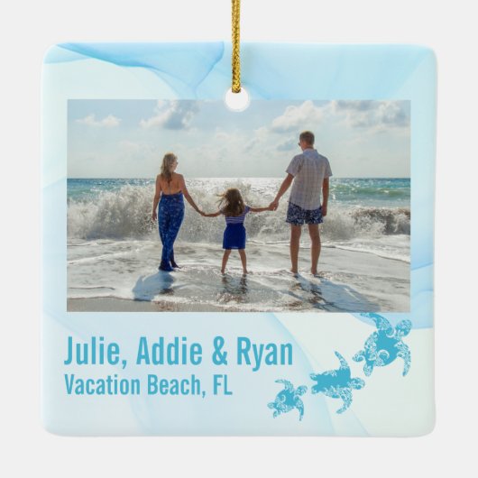 シータートルズバケーションビーチフォトセラミックオーナメント セラミックオーナメント (裏面)