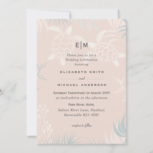 シータートルズビーチ結婚式サンゴティール(緑がかった色)ターコイズ (正面)