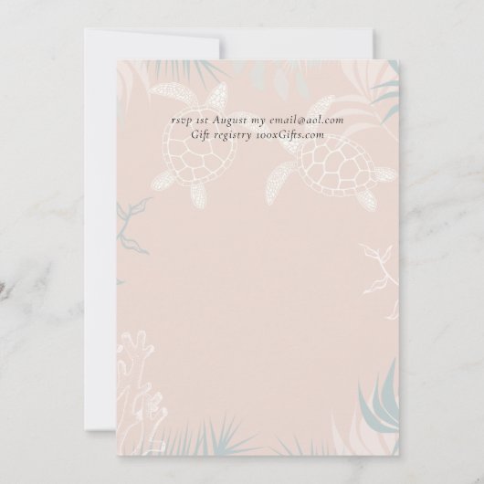 シータートルズビーチ結婚式サンゴティール（緑がかった色）ターコイズ (裏面)