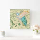 シータートルタンマップヴィンテージ スクエア壁時計 (ホーム)