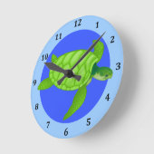 シータートルトロピカルビーチ海ブルー ラウンド壁時計 (傾斜)