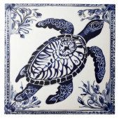 シータートルネイビーブルーアンドホワイト海ビーチハウス タイル (正面)