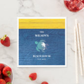 シータートルネイビーブルーウッドファミリーネームビーチハウス スタンダードランチョンナプキン (インサイチュ)