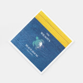 シータートルネイビーブルーウッドファミリーネームビーチハウス スタンダードランチョンナプキン (角)