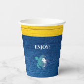 シータートルネイビーブルーウッドファミリービーチハウス 紙コップ (裏面)