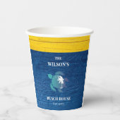 シータートルネイビーブルーウッドファミリービーチハウス 紙コップ (正面)